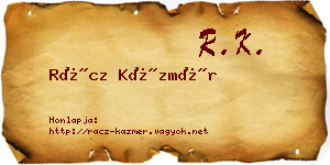 Rácz Kázmér névjegykártya